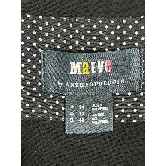Maeve Anthropologie Dress Womens 10 Black Tunic Sleeveless Embroidered Lined - Picture 3 of 11